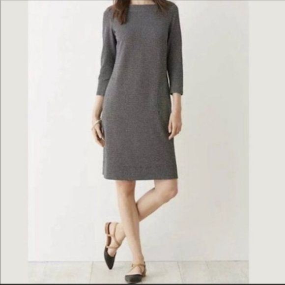 J. Jill Dresses & Skirts - J. Jill Petite Womens Sz SP Ponte Knit 3/4 Sleeve Sheath Dress Pockets
